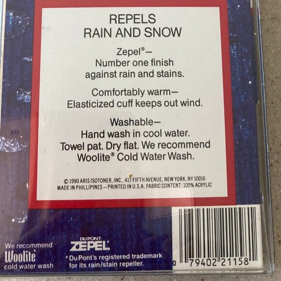 Aris Isotoner Weather Shed Blue Knit Winter Gloves NOS - Picture 4 of 5